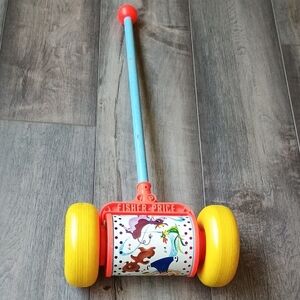 Vintage Fisher-Price Red and Blue Learning Toy with Pull Feature